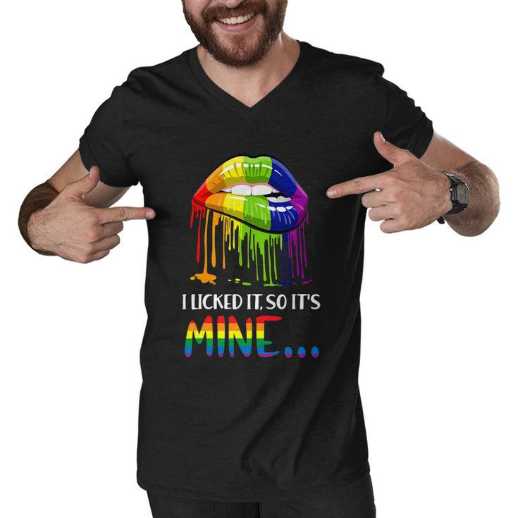 I Licked It So It Mine Gay Pride Lgbt Pride Tshirt Men V-Neck Tshirt