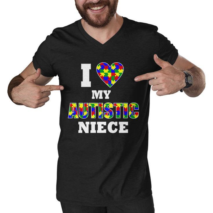 I Love My Autistic Niece Autism Men V-Neck Tshirt