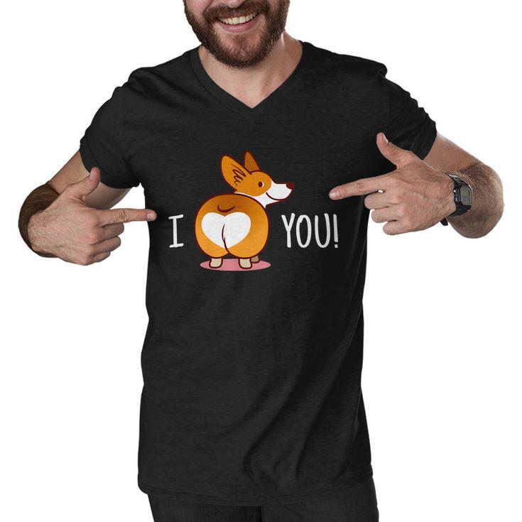 I Love You Corgi Butt Heart Men V-Neck Tshirt