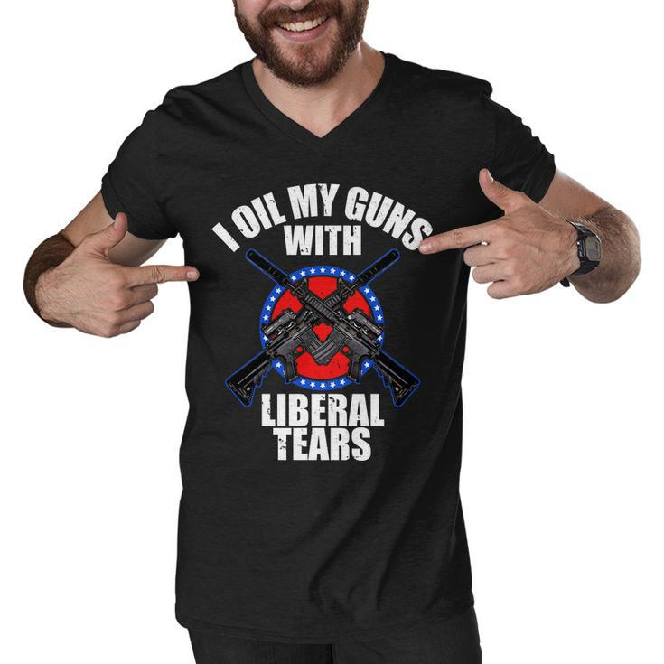 I Oil My Guns With Liberal Tears Men V-Neck Tshirt
