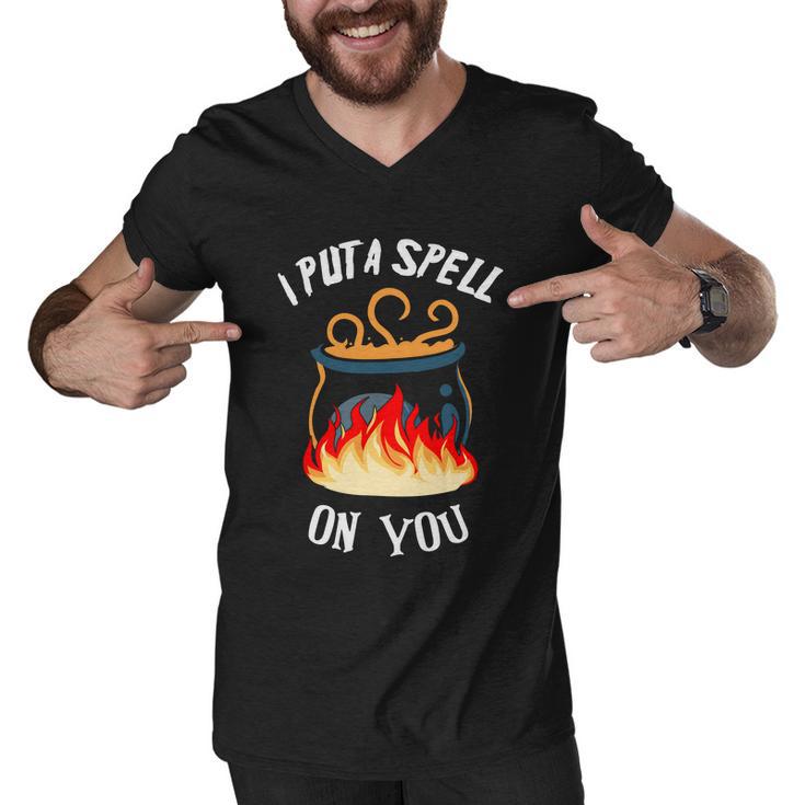 I Put A Spell On You Halloween Quote Men V-Neck Tshirt