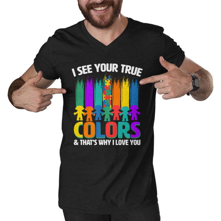 I See Your True Colors Autism Awareness Support Men V-Neck Tshirt
