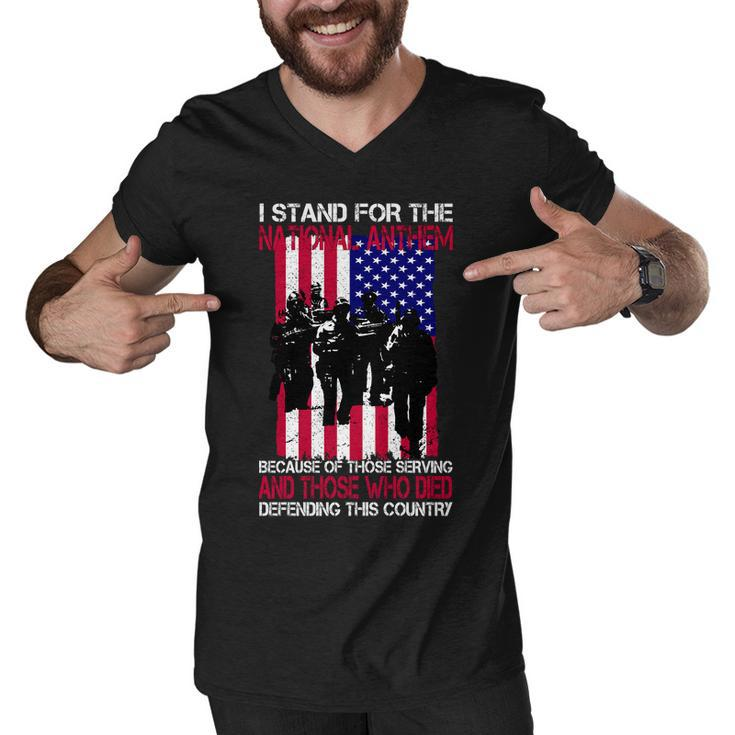 I Stand For The National Anthem Defending This Country Men V-Neck Tshirt