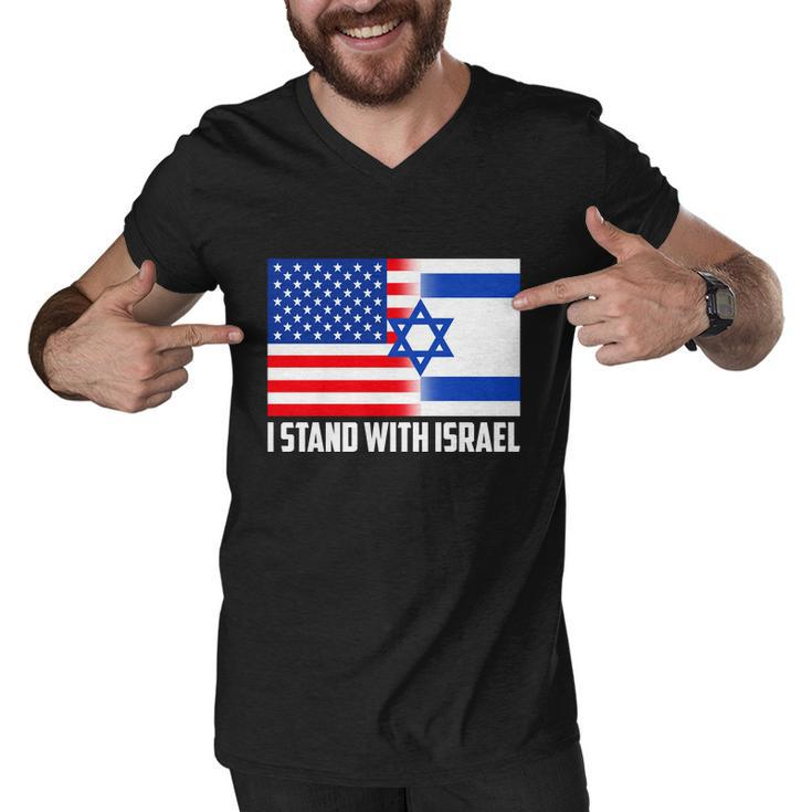 I Stand With Israel Usa Flags United Together Men V-Neck Tshirt