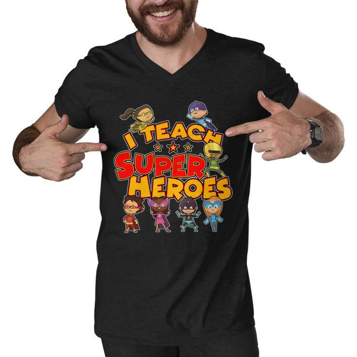 I Teach Superheroes Men V-Neck Tshirt