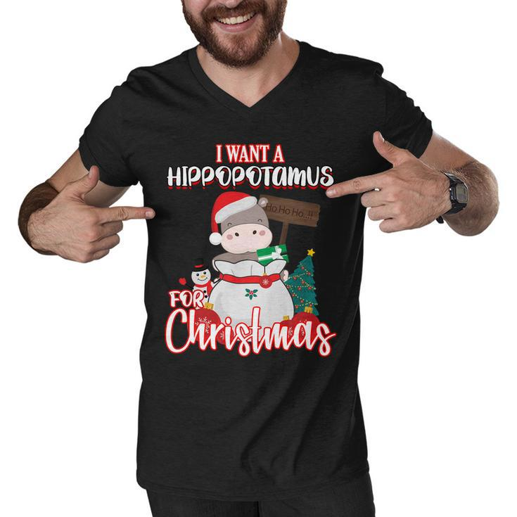 I Want A Hippopotamus For Christmas Ho Ho Ho Men V-Neck Tshirt