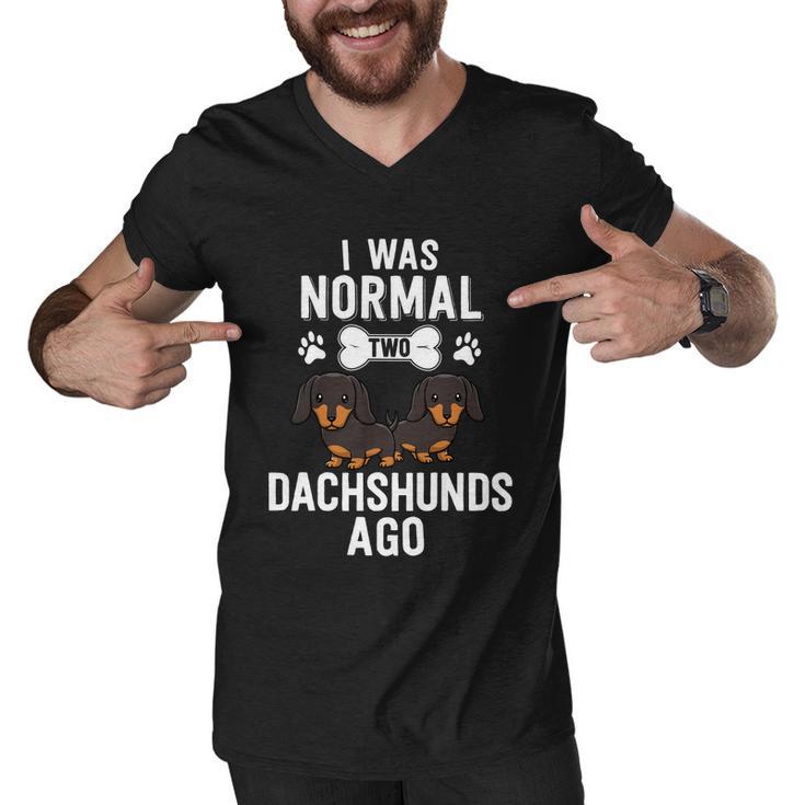 I Was Normal 2 Dachshunds Ago Black Doxie Dog Lover Cute Gift Men V-Neck Tshirt