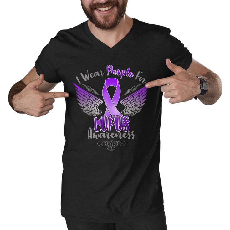 I Wear Purple For Lupus Awareness Tshirt Men V-Neck Tshirt