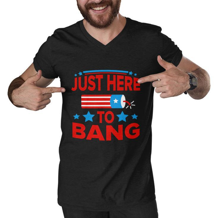 I_M Just Here To Bang Funny 4Th July American Flag Clothes Men V-Neck Tshirt