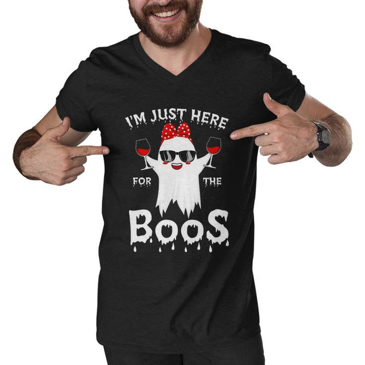 Im Just Here For The Boos Ghost Boo Halloween Quote Men V-Neck Tshirt