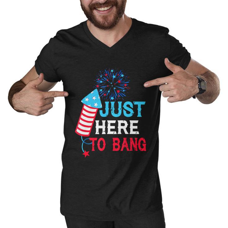Im Just Here To Bang Funny 4Th July American Flag Men V-Neck Tshirt