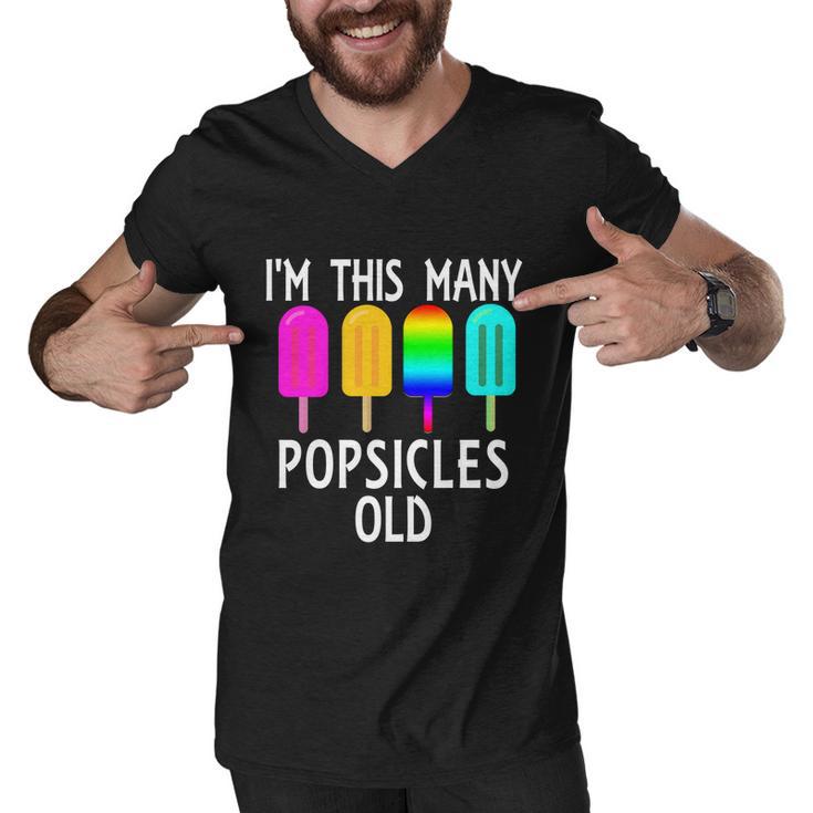 Im This Many Popsicles Old Funny 4Th Birthday Popsicle Gift Men V-Neck Tshirt