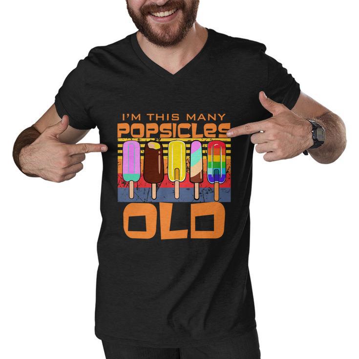 Im This Many Popsicles Old Funny Popsicle Birthday Gift Men V-Neck Tshirt