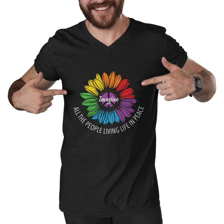 Imagine All The People Living Lgbt Pride Month Men V-Neck Tshirt