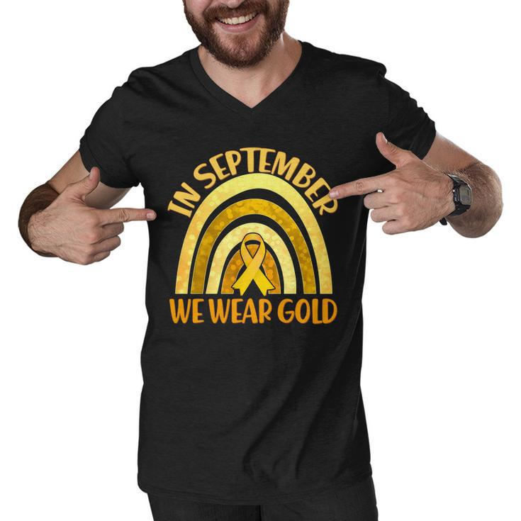 In September We Wear Gold Childhood Cancer Awareness Men V-Neck Tshirt
