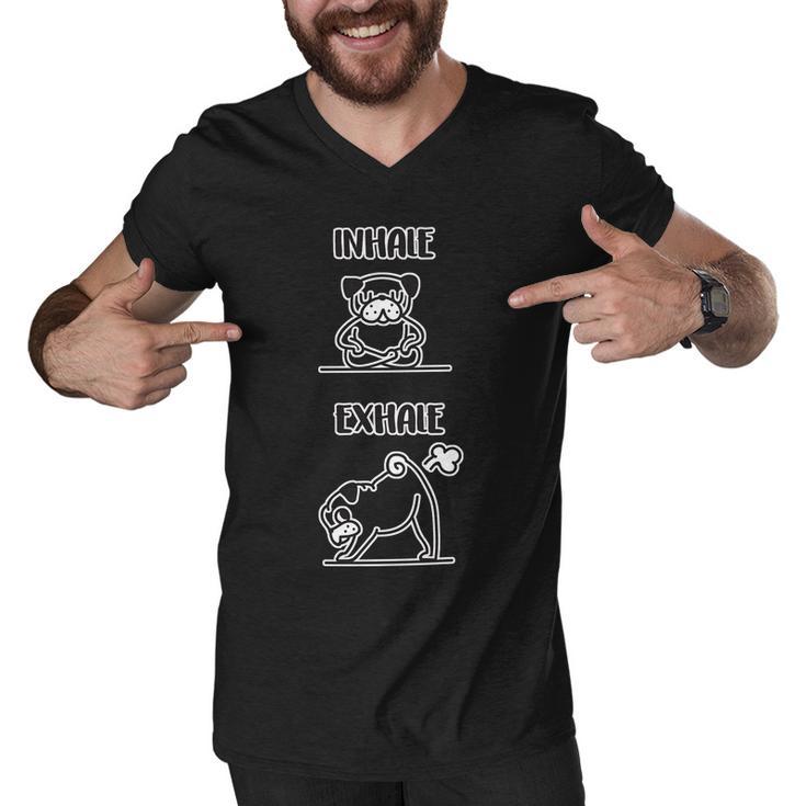 Inhale Exhale Pug Men V-Neck Tshirt