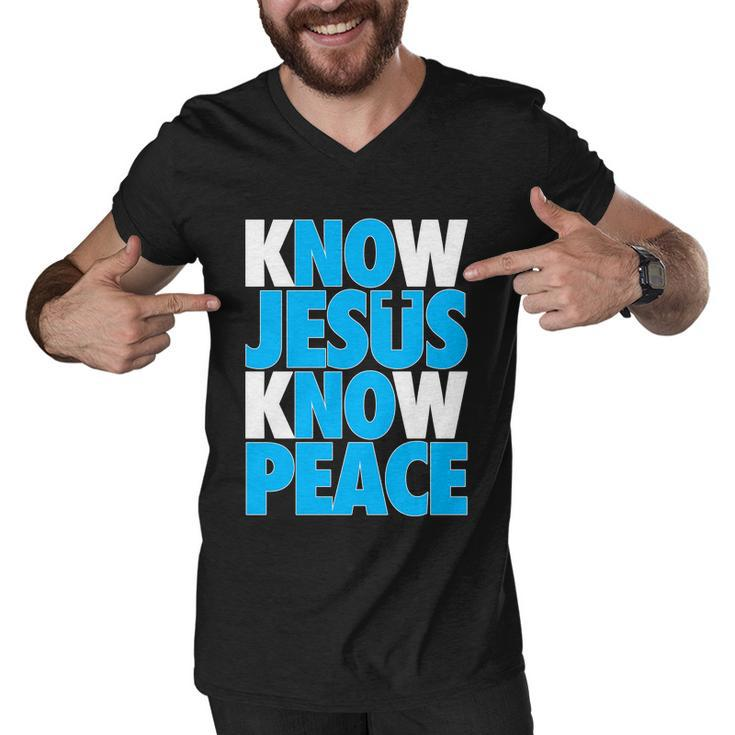 Inspirational Know Jesus Know Peace Men V-Neck Tshirt