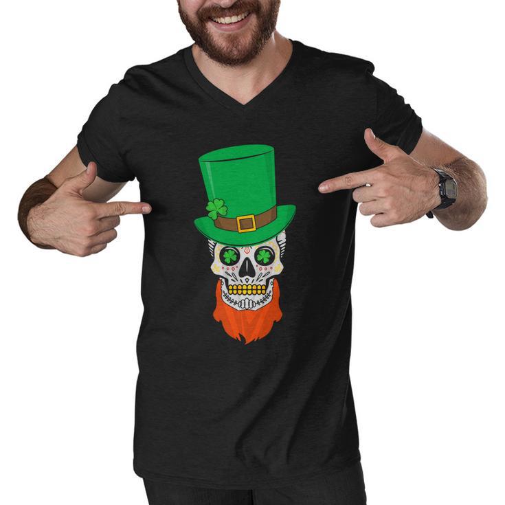 Irish Sugar Skull St Patricks Day Tshirt Men V-Neck Tshirt