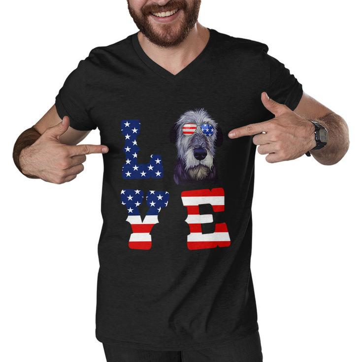 Irish Wolfhound Love Dog American Flag 4Th Of July Usa Funny Gift Men V-Neck Tshirt