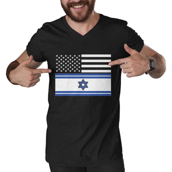 Israeli American Flag Men V-Neck Tshirt