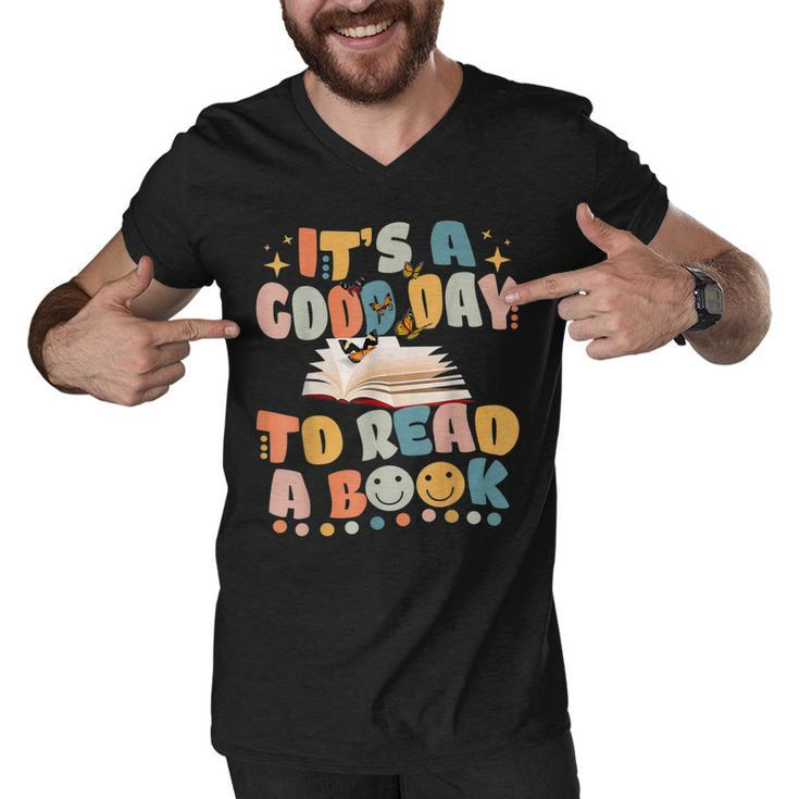Its Good Day To Read Book Funny Library Reading Lovers  Men V-Neck Tshirt