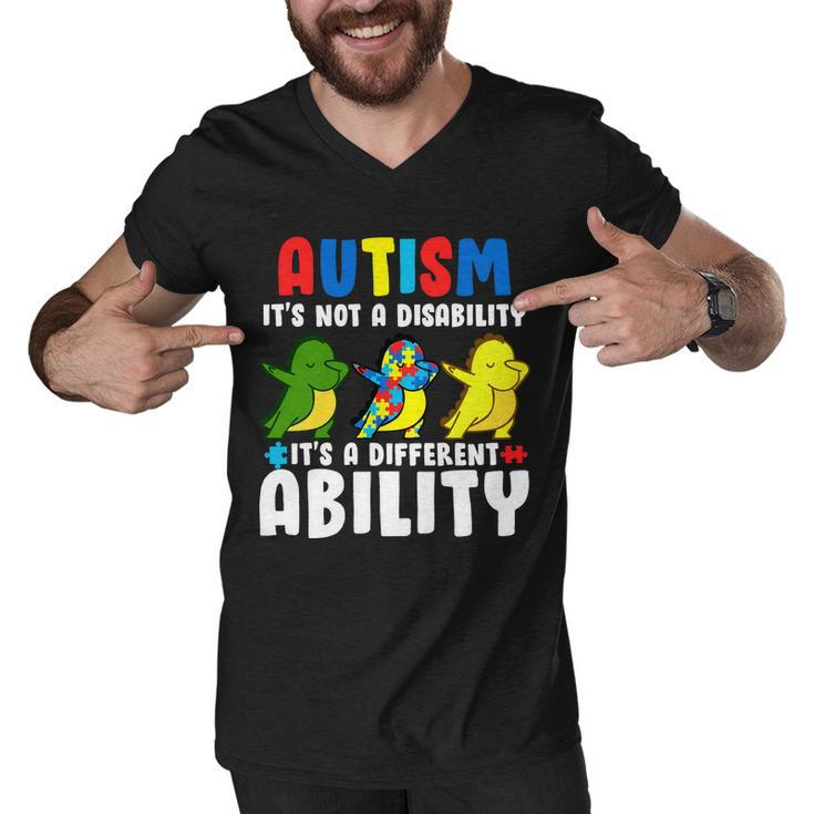 Its Not A Disability Ability Autism Dinosaur Dabbing Tshirt Men V-Neck Tshirt