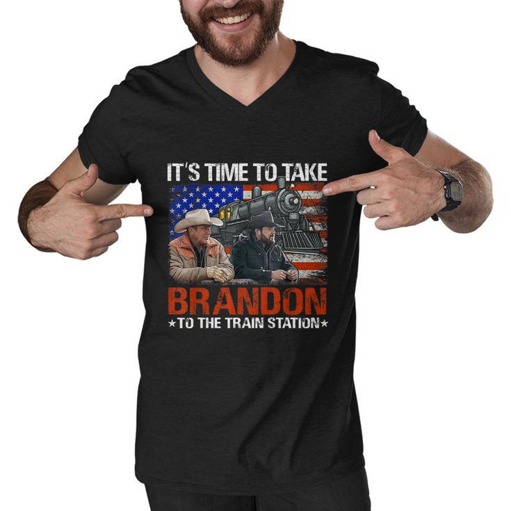 Its Time To Take Brandon To The Train Station America Flag Tshirt Men V-Neck Tshirt