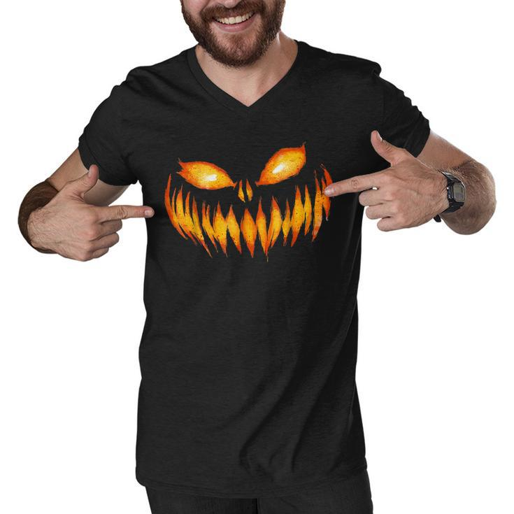 Jack O Lantern Scary Carved Pumpkin Face Halloween Costume  Men V-Neck Tshirt