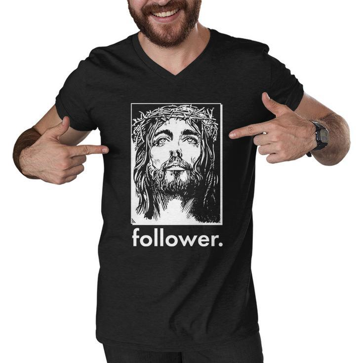 Jesus Christ Portrait Follower Men V-Neck Tshirt