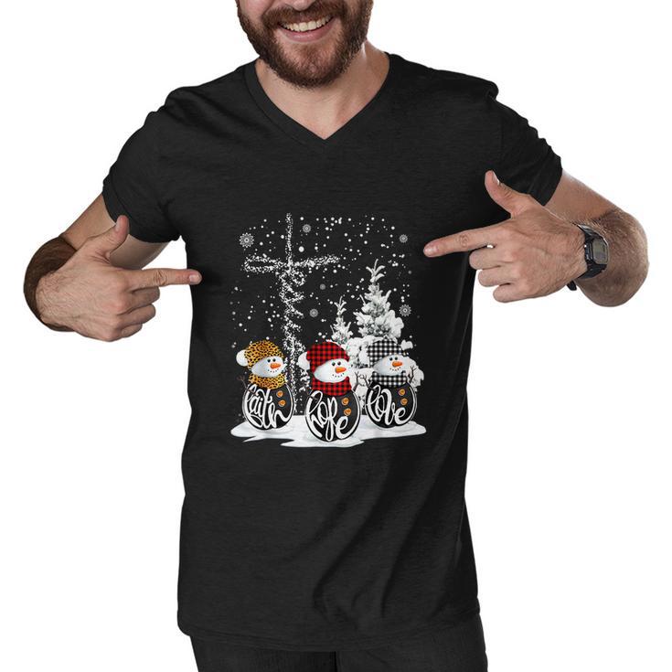 Jesus Faith Hope Love Snowman Funny Xmas For Christian Men V-Neck Tshirt