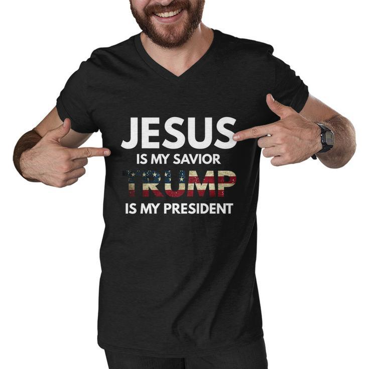 Jesus Is My Savior Trump Is My President Gift Men V-Neck Tshirt