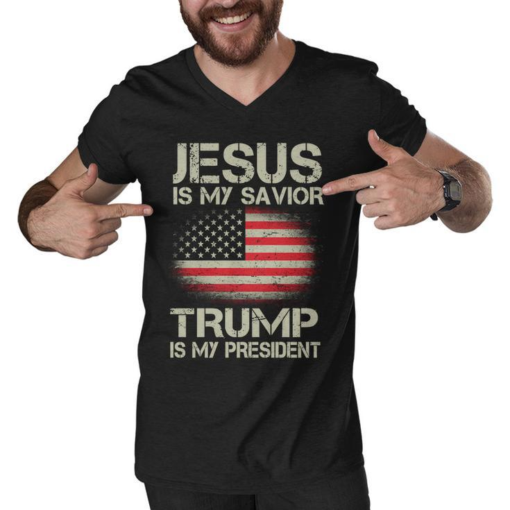Jesus Is My Savior Trump Is My President Tshirt Men V-Neck Tshirt