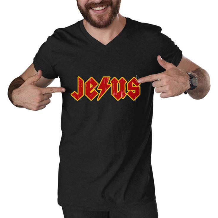 Jesus Rocks Logo Men V-Neck Tshirt