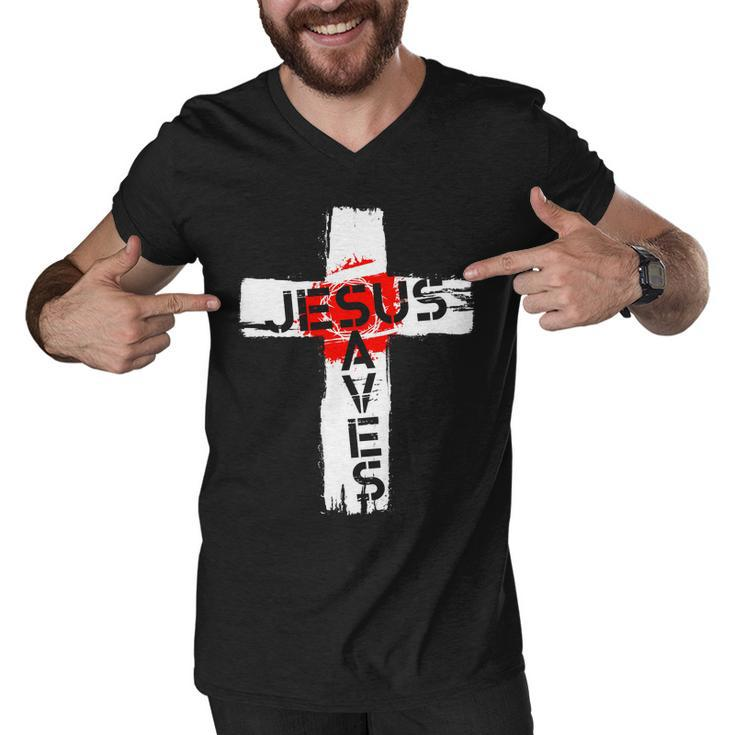 Jesus Saves V2 Men V-Neck Tshirt