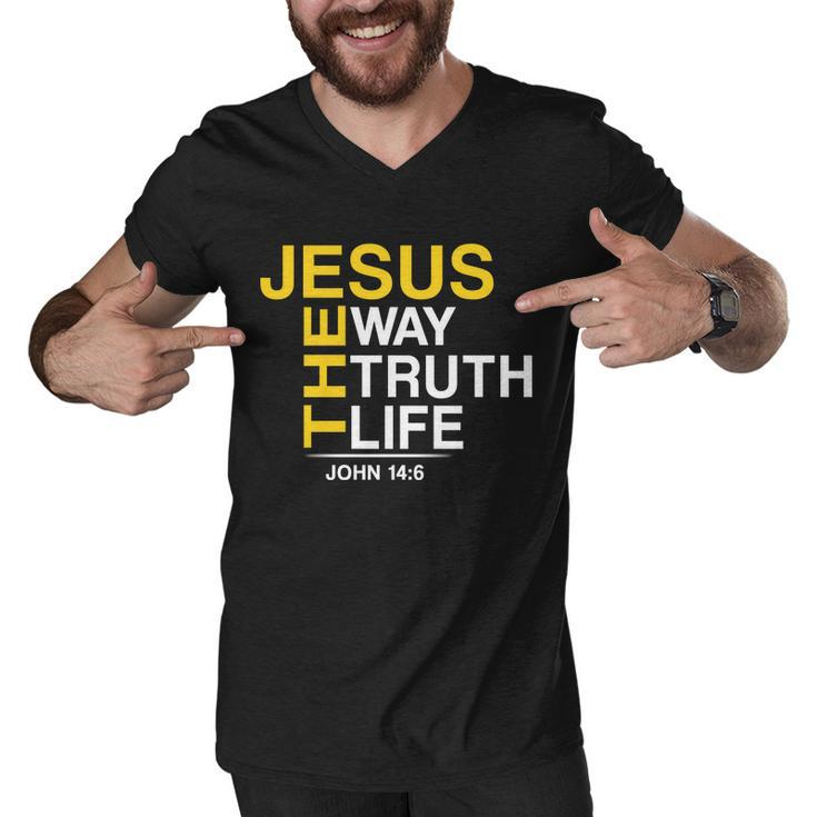 Jesus The Way Truth Life John 146 Tshirt Men V-Neck Tshirt