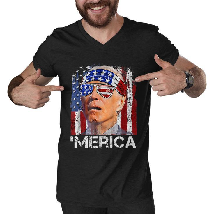 Joe Biden 4Th Of July Merica Men Women American Flag Men V-Neck Tshirt