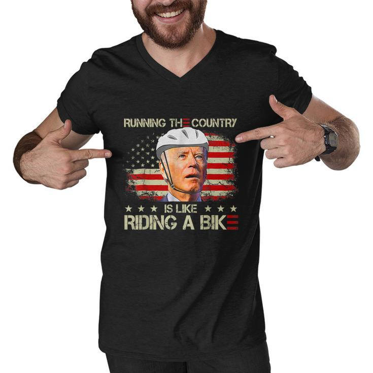 Joe Biden Falling Off Bike Running The Country Is Like Riding A Bike V2 Men V-Neck Tshirt