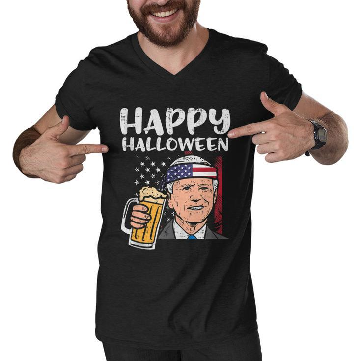 Joe Biden Us Flag Happy Halloween Funny Patriotic Men Women Men V-Neck Tshirt