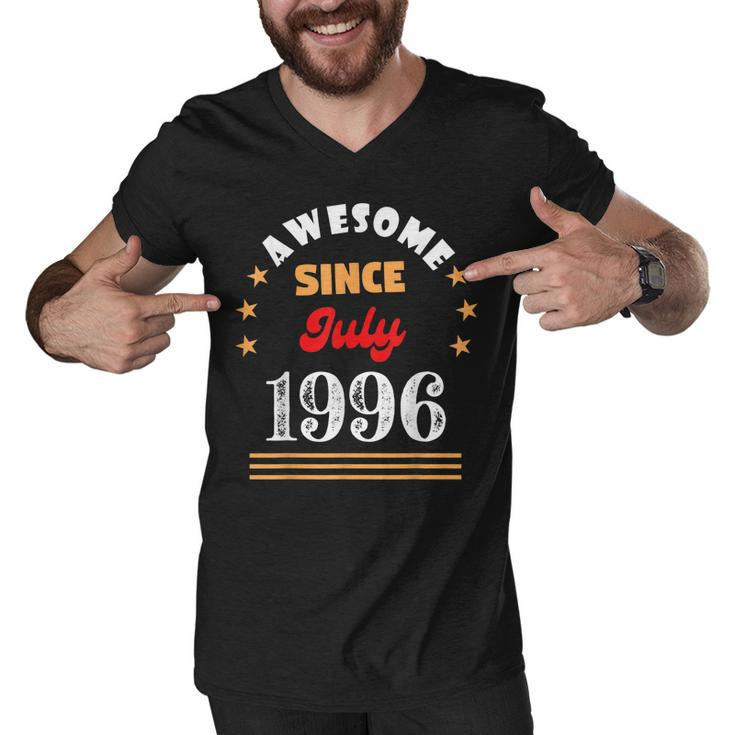 July 1996 Birthday Awesome Since 1996 July Vintage Cool  Men V-Neck Tshirt