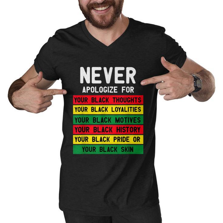 Juneteenth Black Pride Never Apologize For Your Blackness Men V-Neck Tshirt