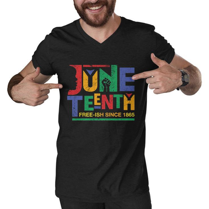 Juneteenth Free-Ish Since 1865 African Color Men V-Neck Tshirt