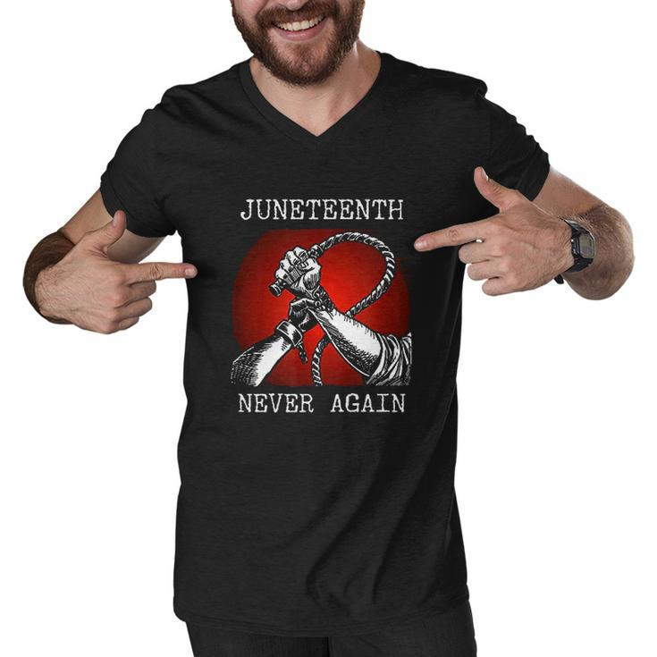 Juneteenth Never Again V2 Men V-Neck Tshirt