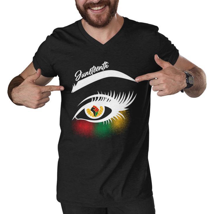 Juneteenth Red Gold Green Eyelashes Men V-Neck Tshirt