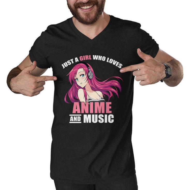 Just A Girl Who Like Anime And Music Funny Anime Men V-Neck Tshirt