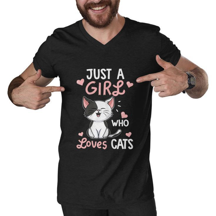 Just A Girl Who Loves Cats Tshirt Cute Cat Lover Men V-Neck Tshirt