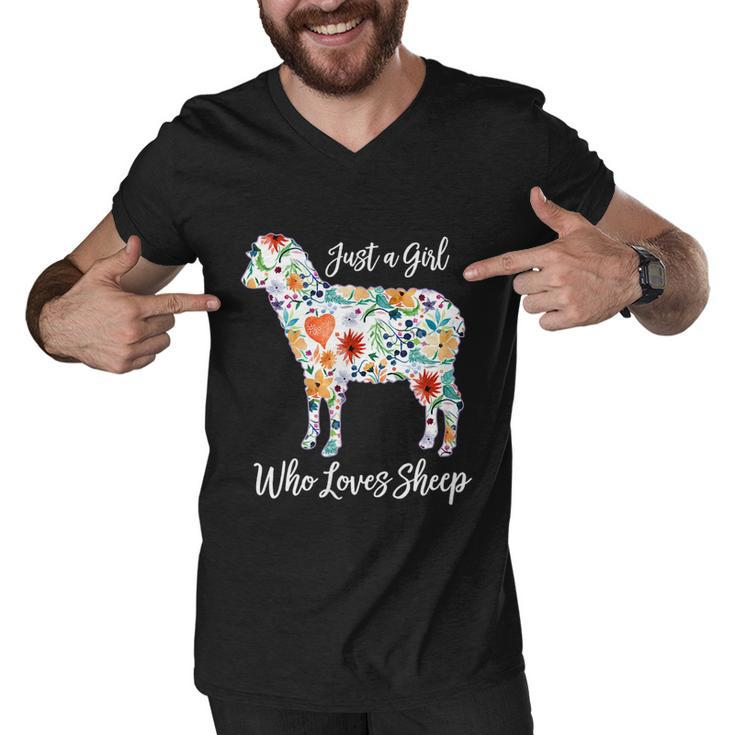 Just A Girl Who Loves Sheep Cute Funny For Women Graphic Design Printed Casual Daily Basic Men V-Neck Tshirt