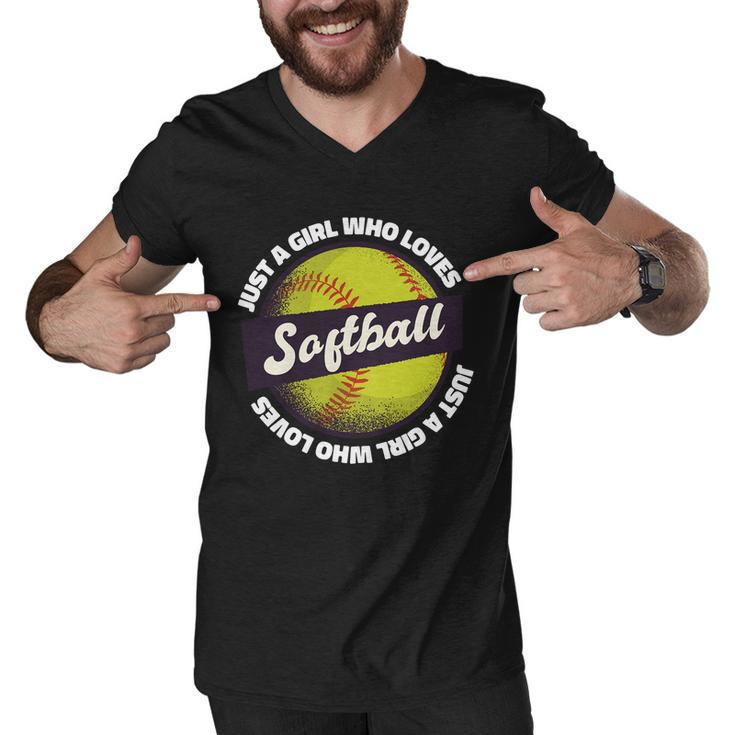 Just A Girl Who Loves Softball Men V-Neck Tshirt
