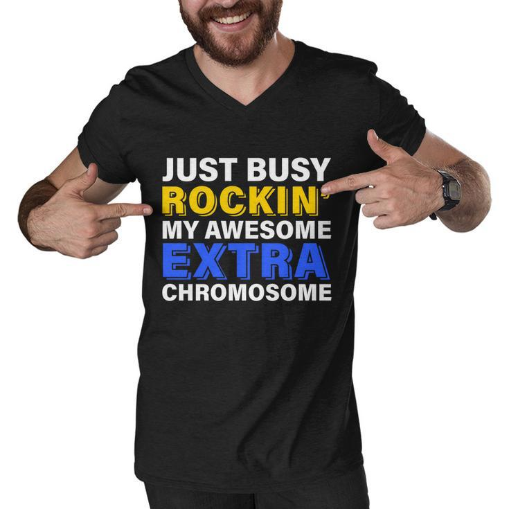 Just Busy Rockin My Awesome Extra Chromosome Men V-Neck Tshirt