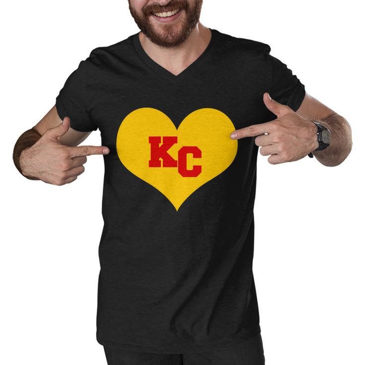 Kc Football Heart Kansas City Fan Men V-Neck Tshirt