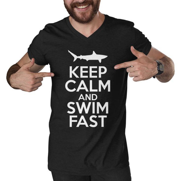 Keep Calm And Swim Fast Men V-Neck Tshirt